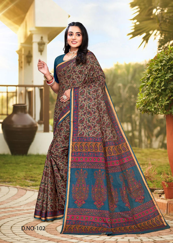 Pure Cotton kalamkari Printed Saree