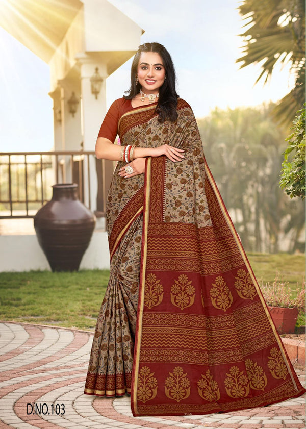 Pure Cotton kalamkari Printed Saree