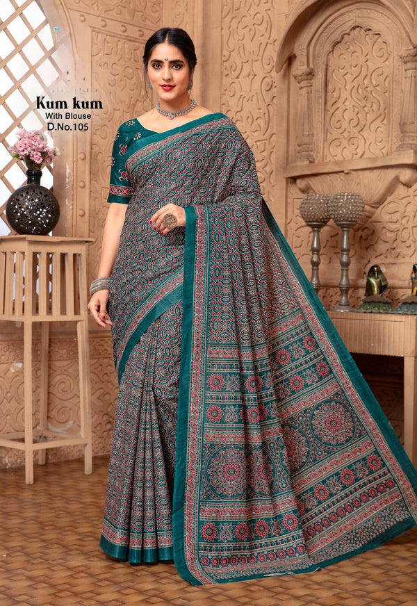 ajarakh # Hoopoe Pakhi Polka (Saree)