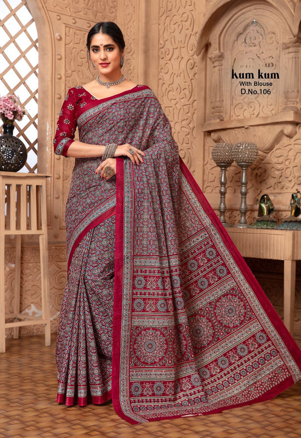 ajarakh # Miss Blue Bones (Saree)