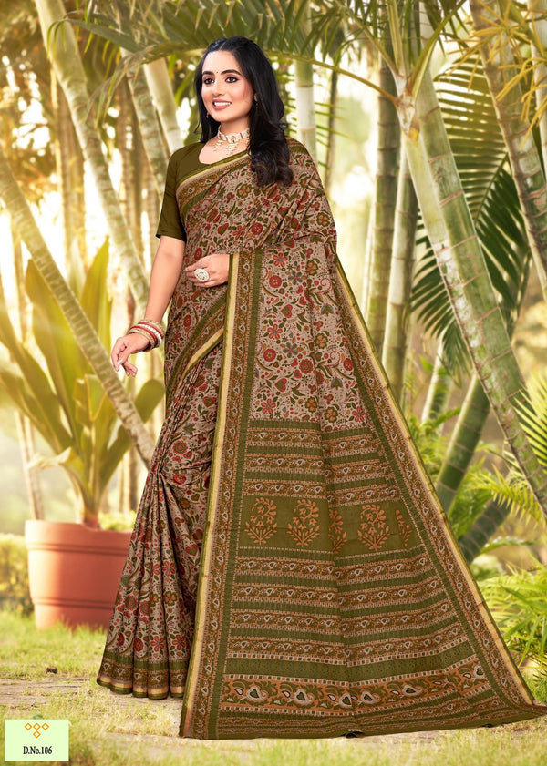 Pure Cotton kalamkari Printed Saree