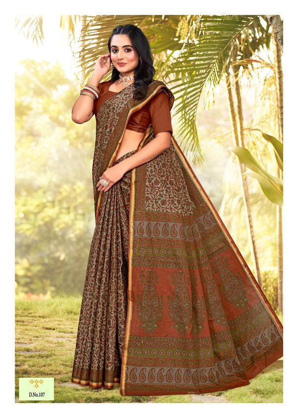Pure Cotton kalamkari Printed Saree