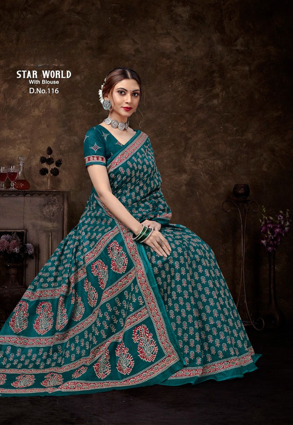 ajarakh # Snow Flakes (Saree)