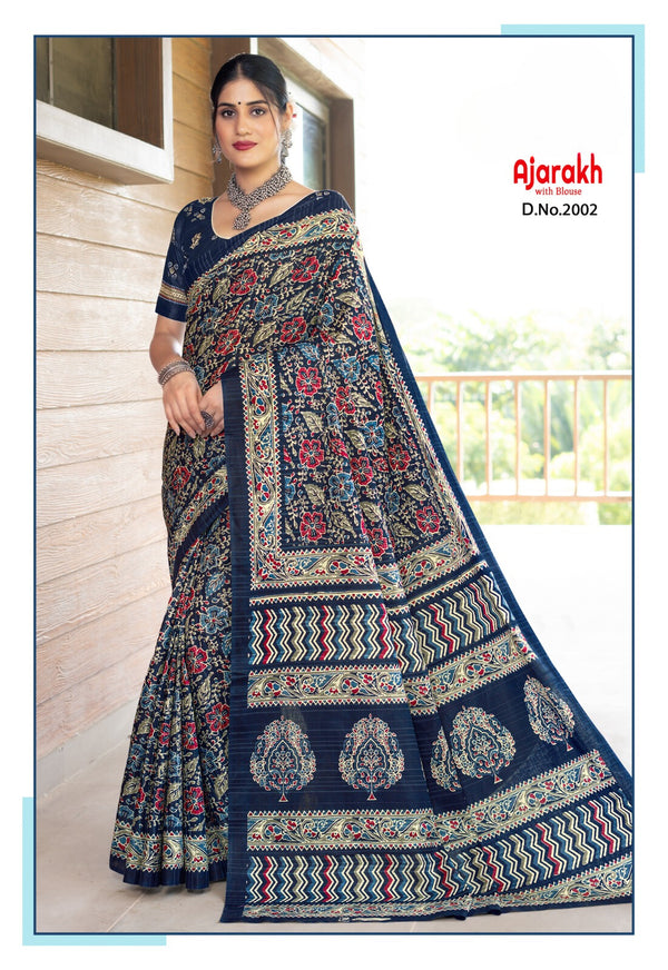 ajarakh # Bluebell blossom (saree)
