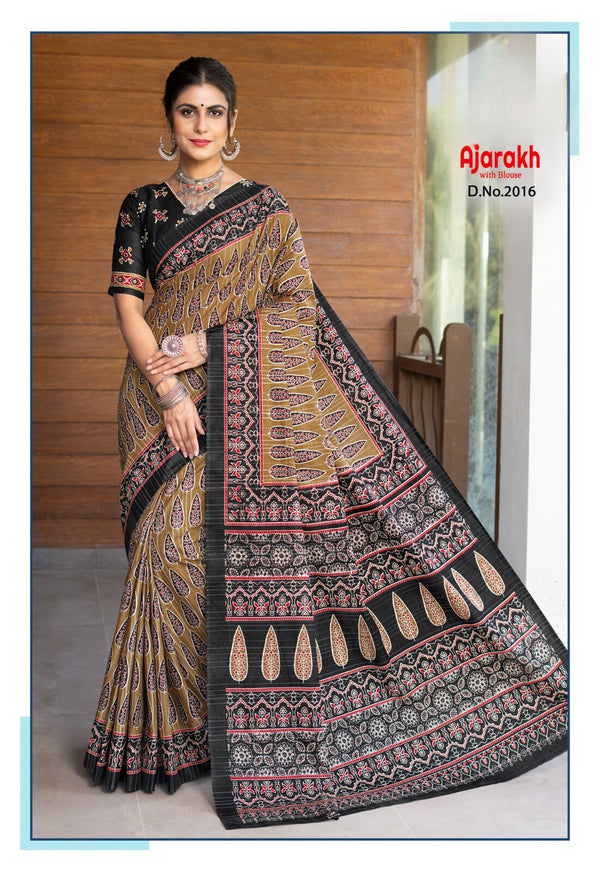 ajarakh # Enchanted Meadows (saree)
